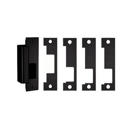 HES Complete Strike for Latchbolt Locks, Includes 1J, 1K, 1KD, and 1KM Faceplates, BSP Black Suede 1500C-BSP